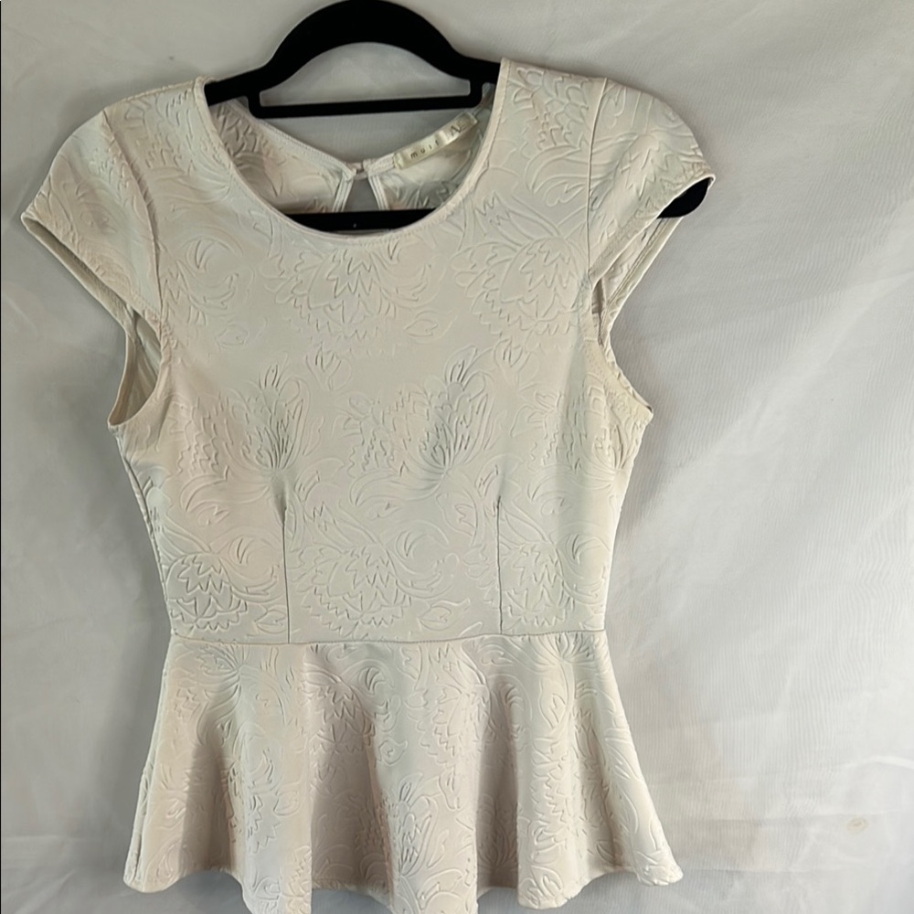 Must Have Cream Off White Peplum Cap Sleeve Blouse